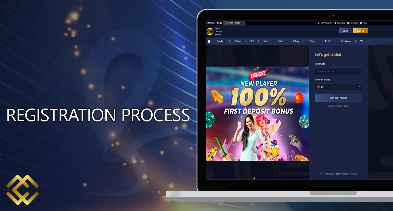 Registration on the Mega Casino World website is simple and will take five minutes.